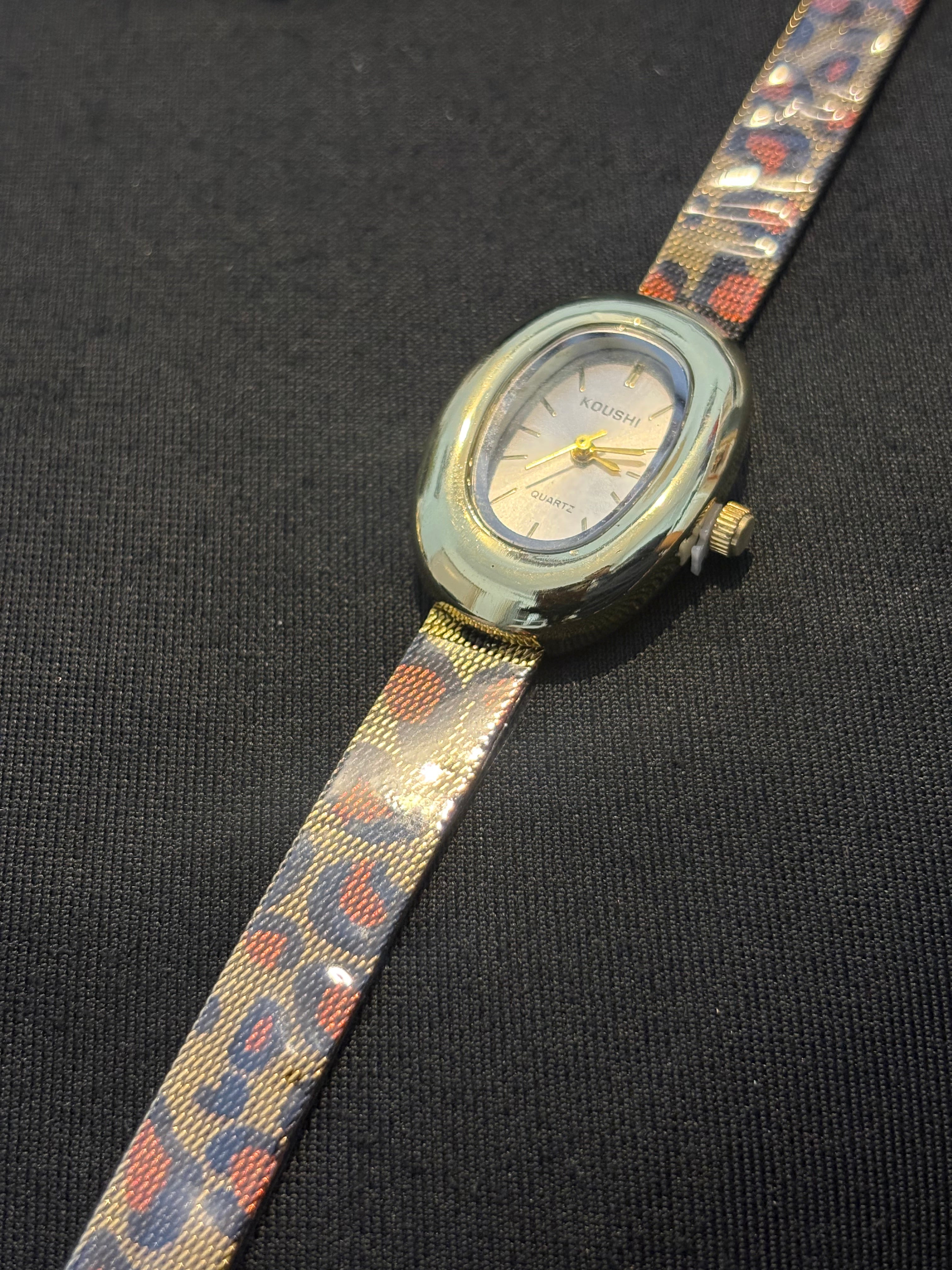 Golden Noir Leopard watch