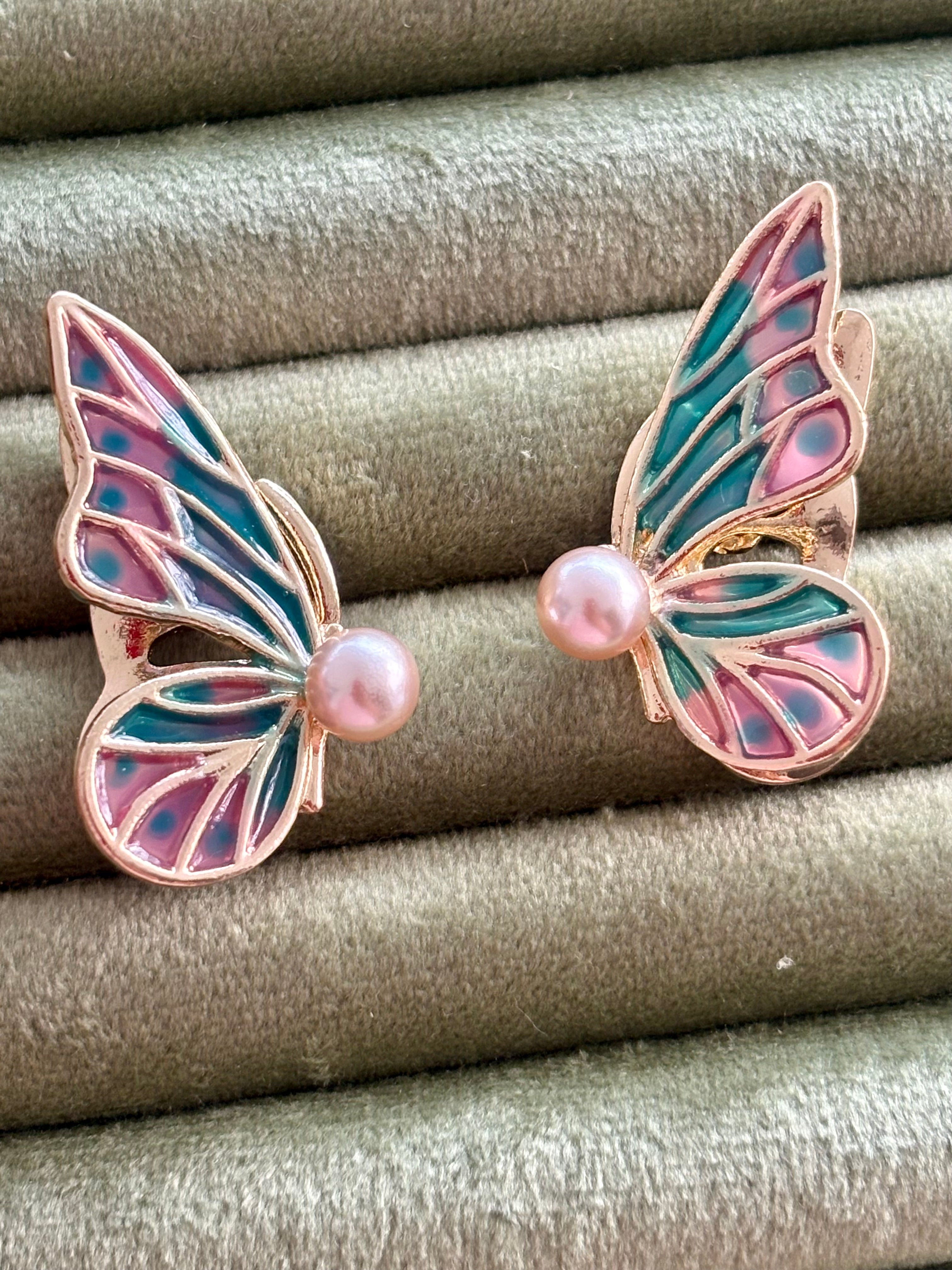 Pink Flutter Studs