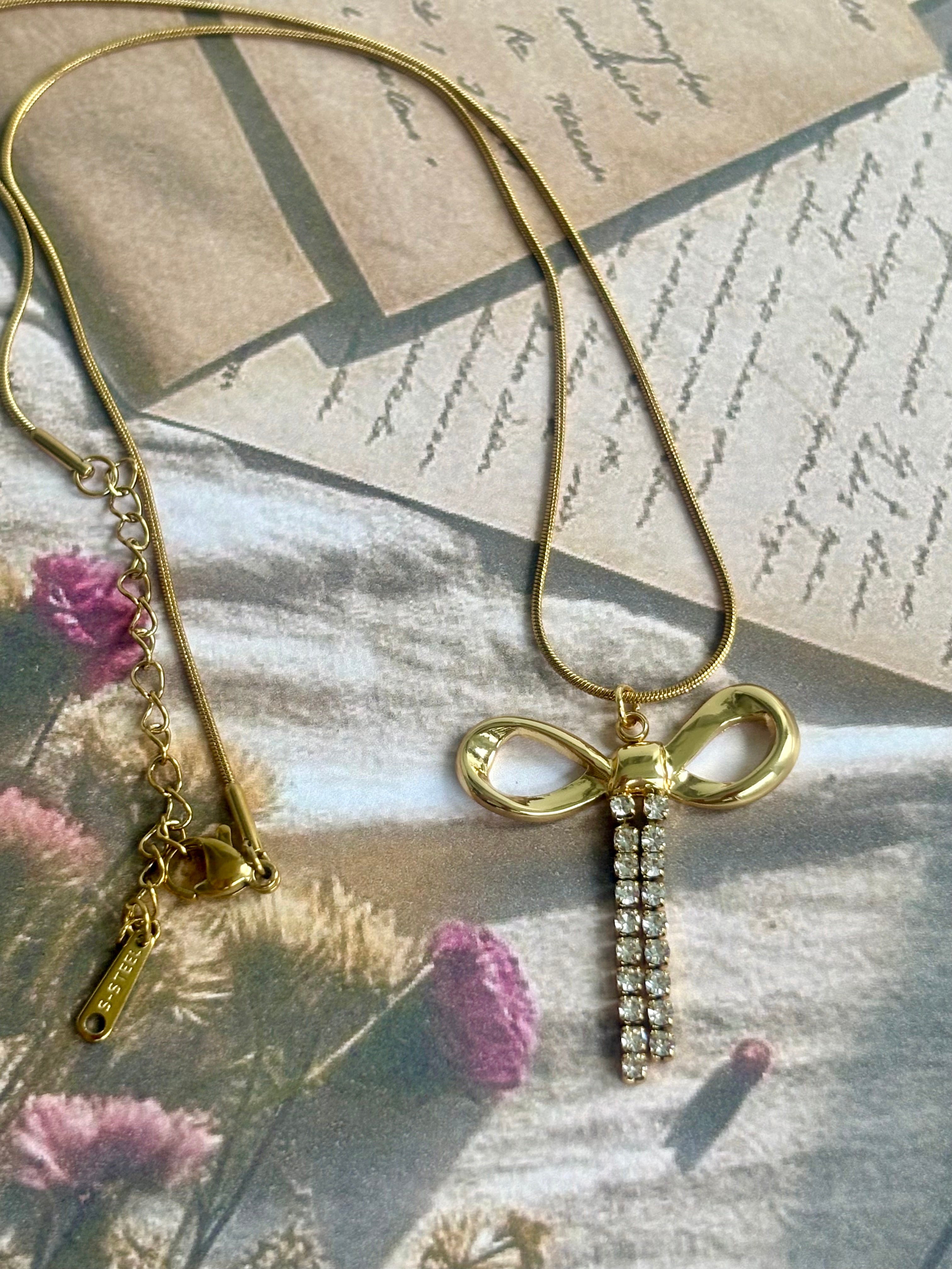 Bejewelled Bow Necklace