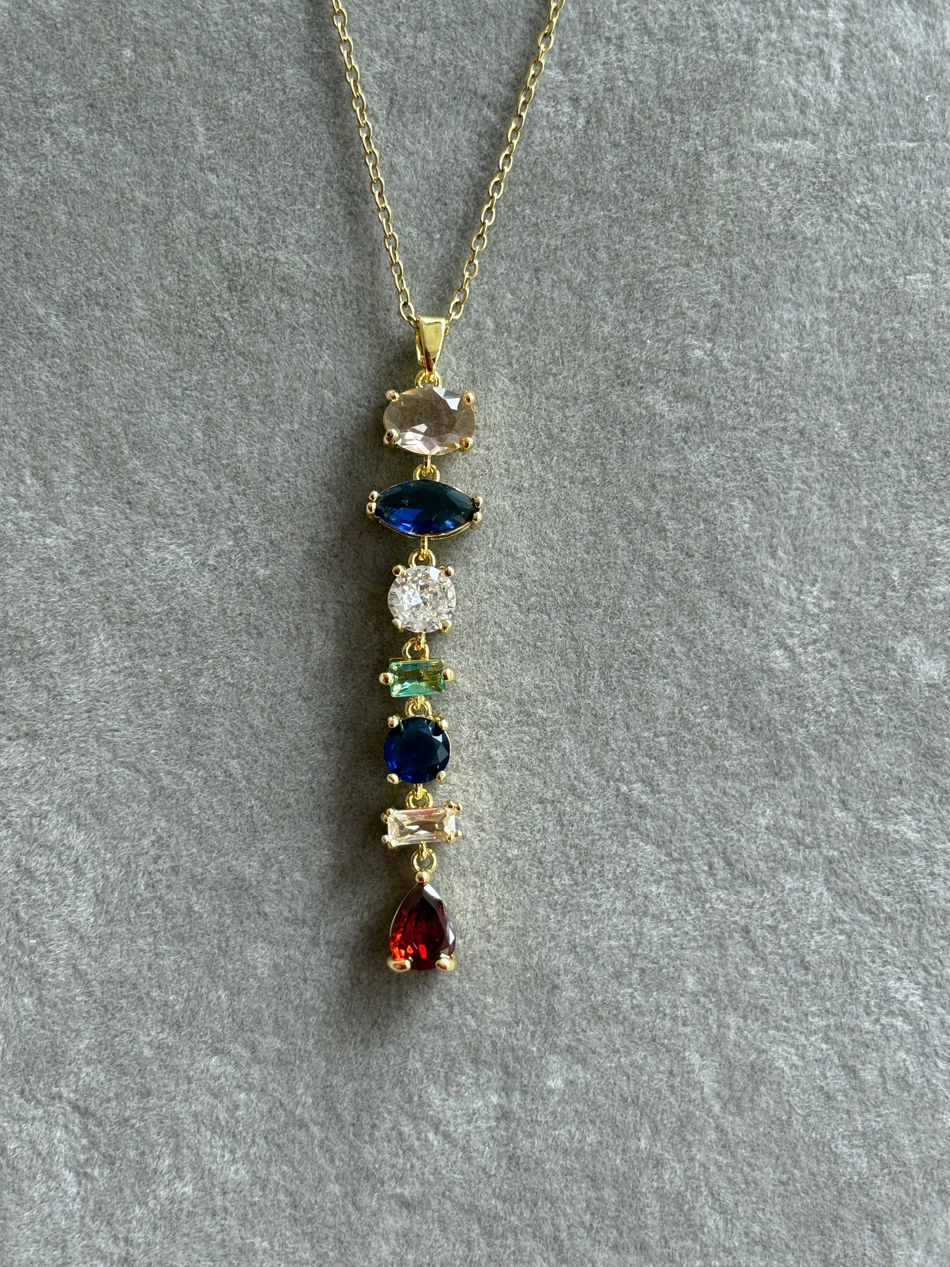 Rainbow Royal Y Necklace