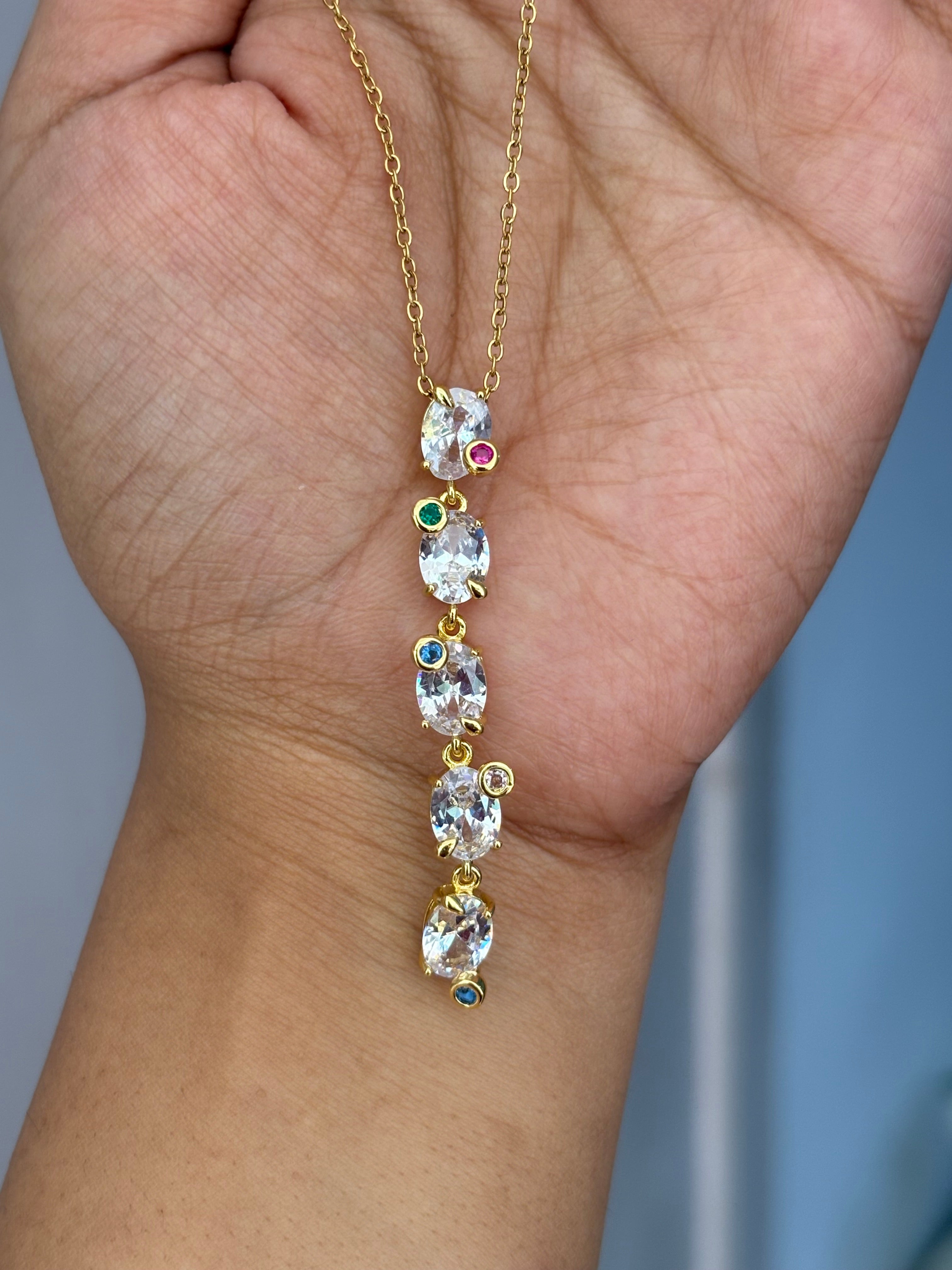Crystal Drop Y Necklace