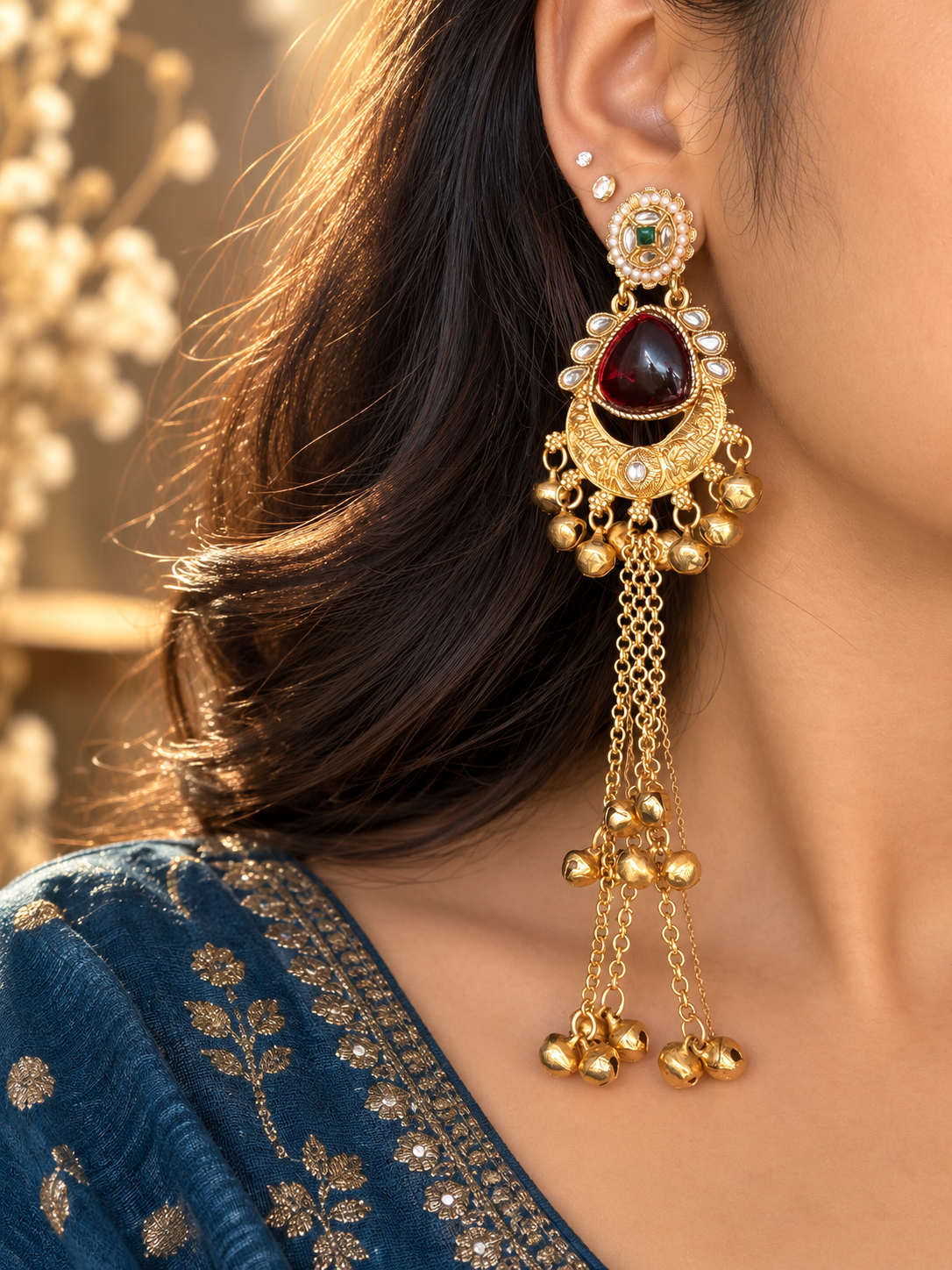 Ruby Kashmiri Jhumkas
