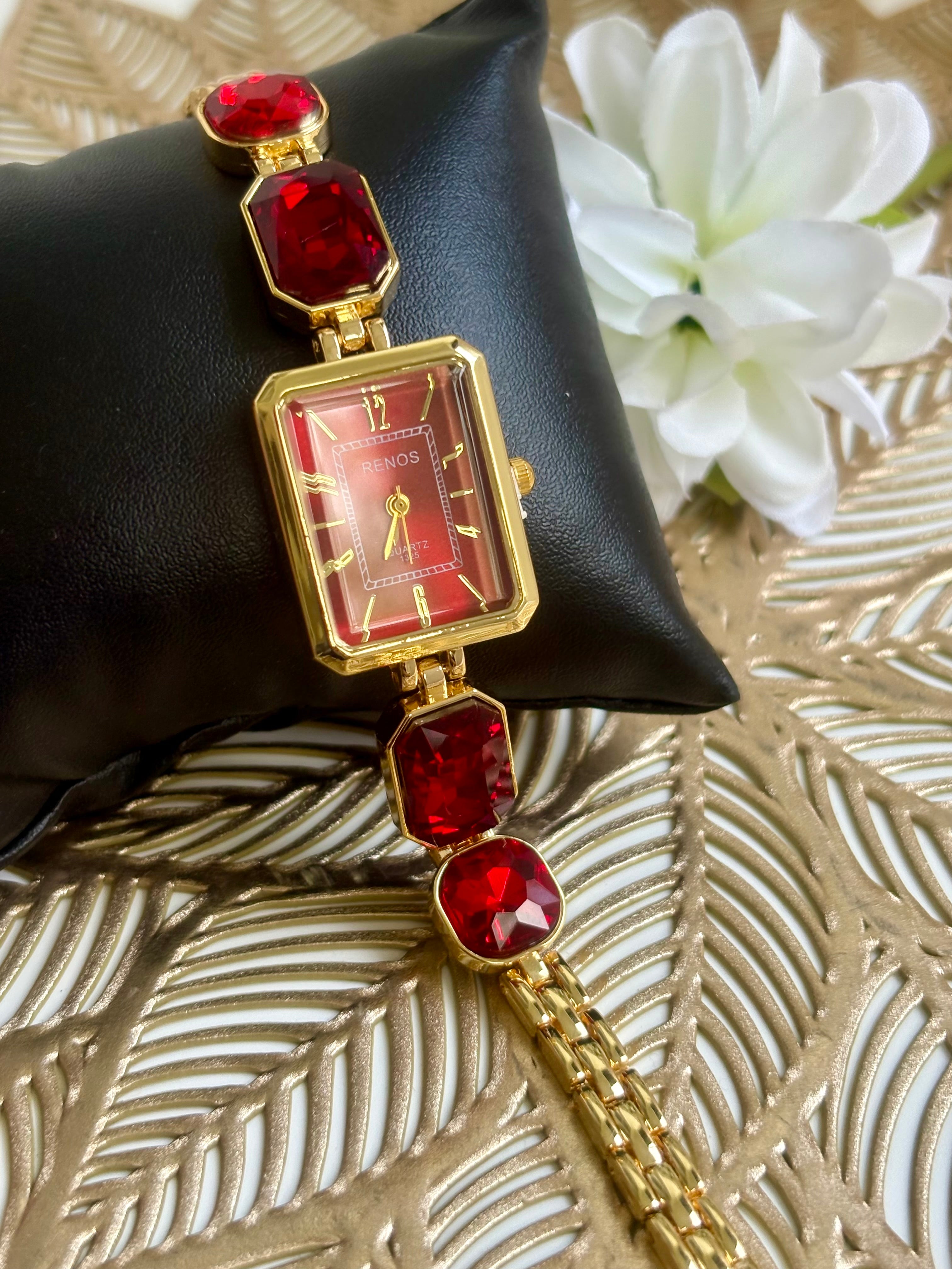 Moonstone Crystal Watch - Ruby