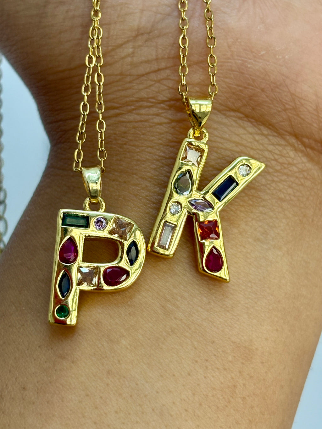 Multi Studded Initial Necklace