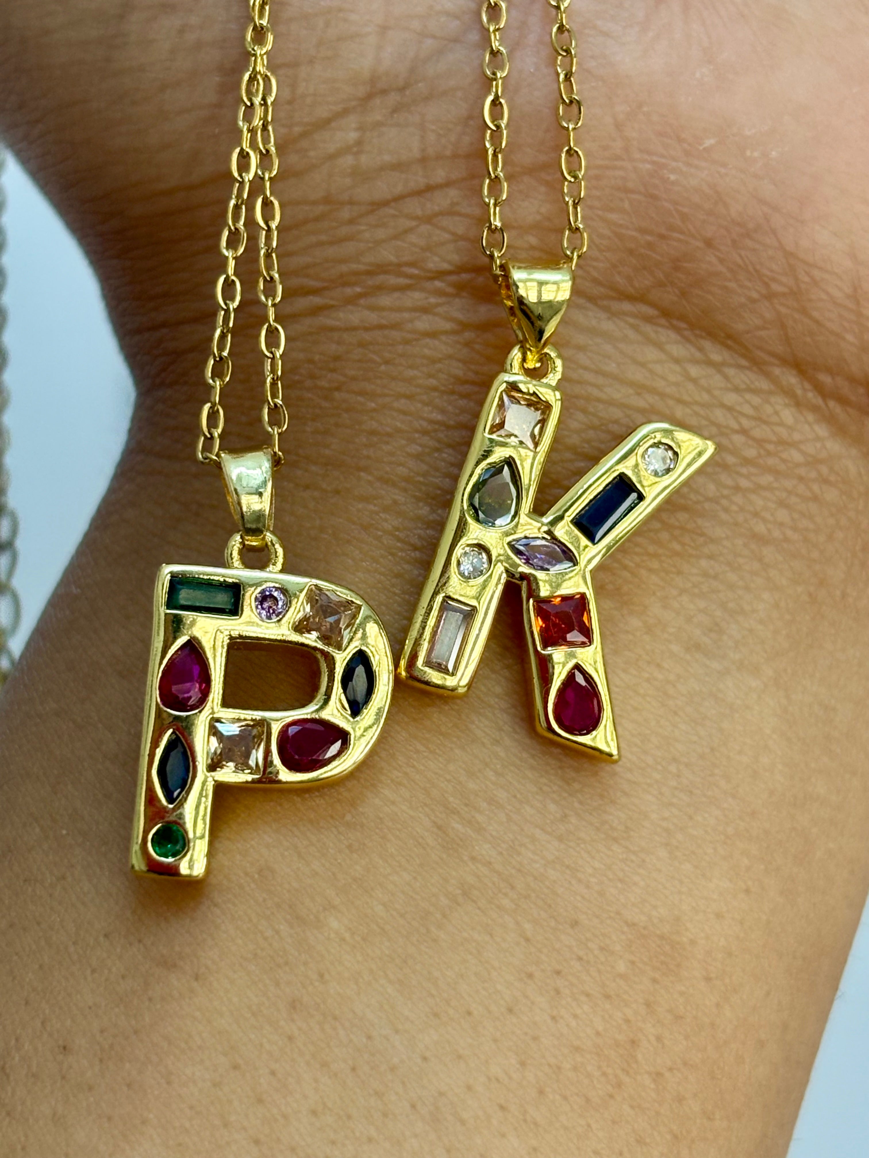 Multi Studded Initial Necklace