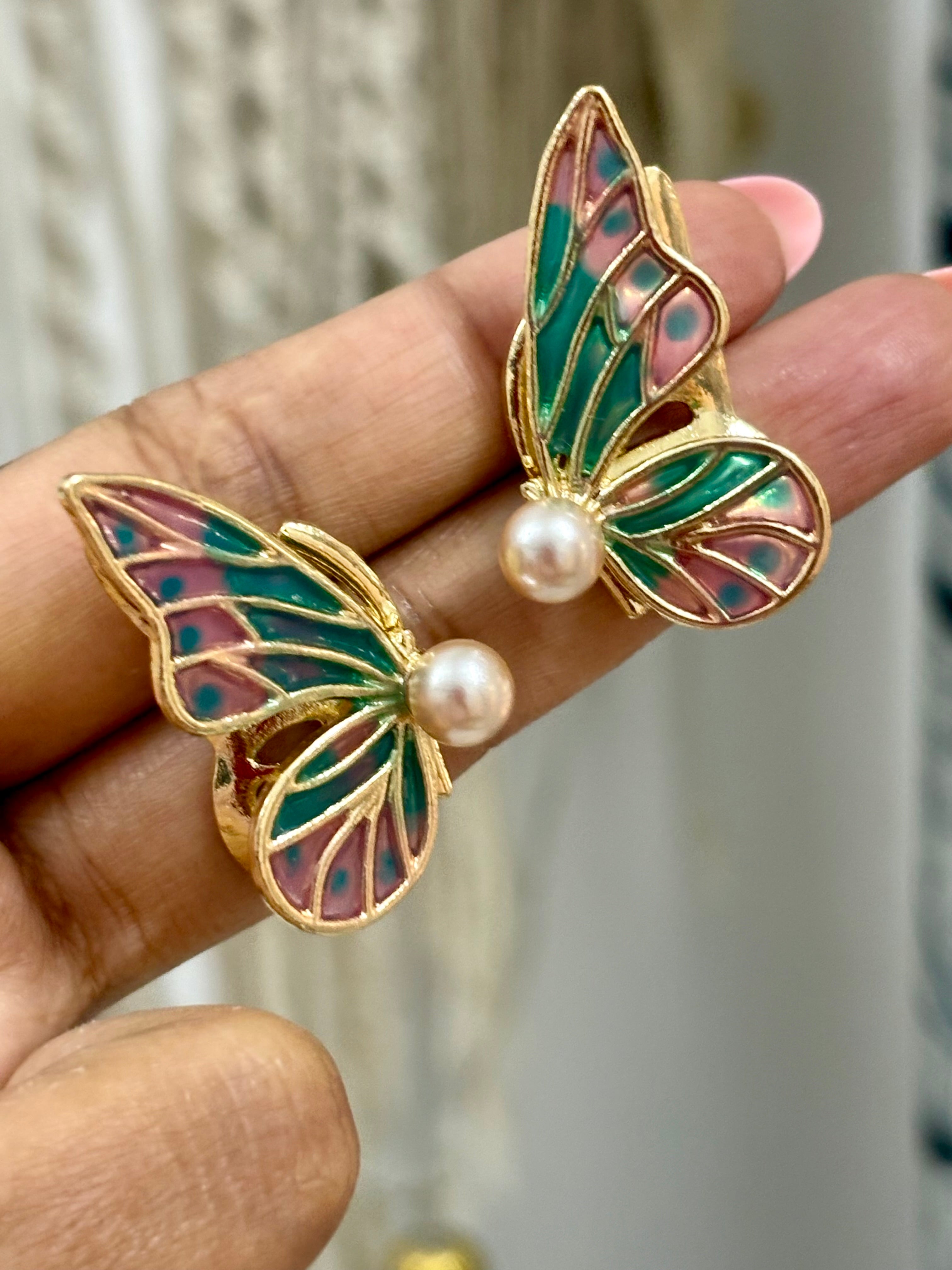 Pink Flutter Studs