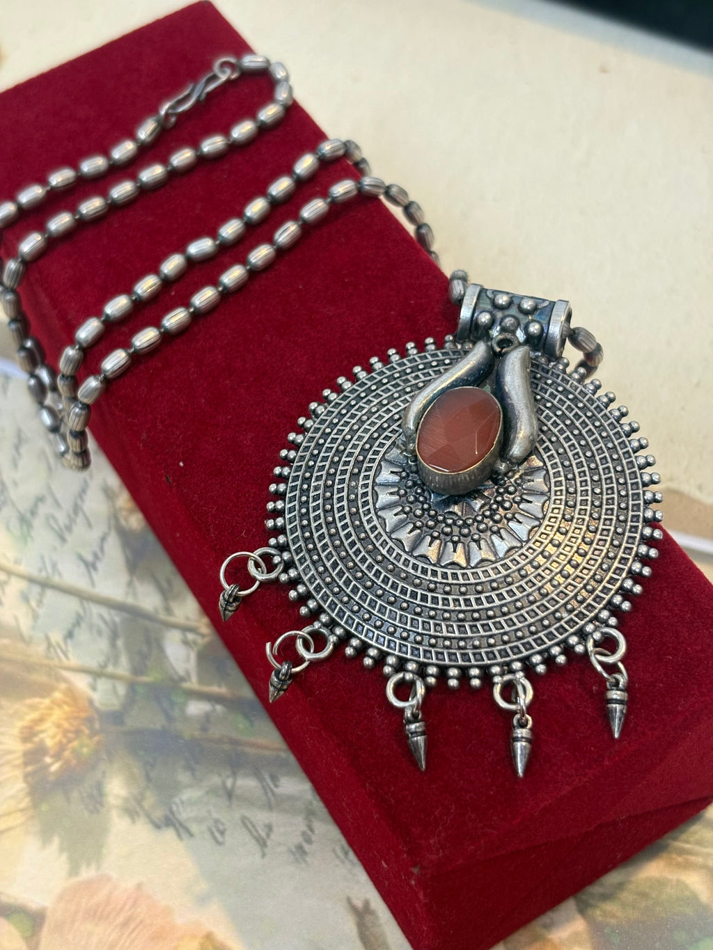 Oxidized Tribal Medallion Statement Necklace