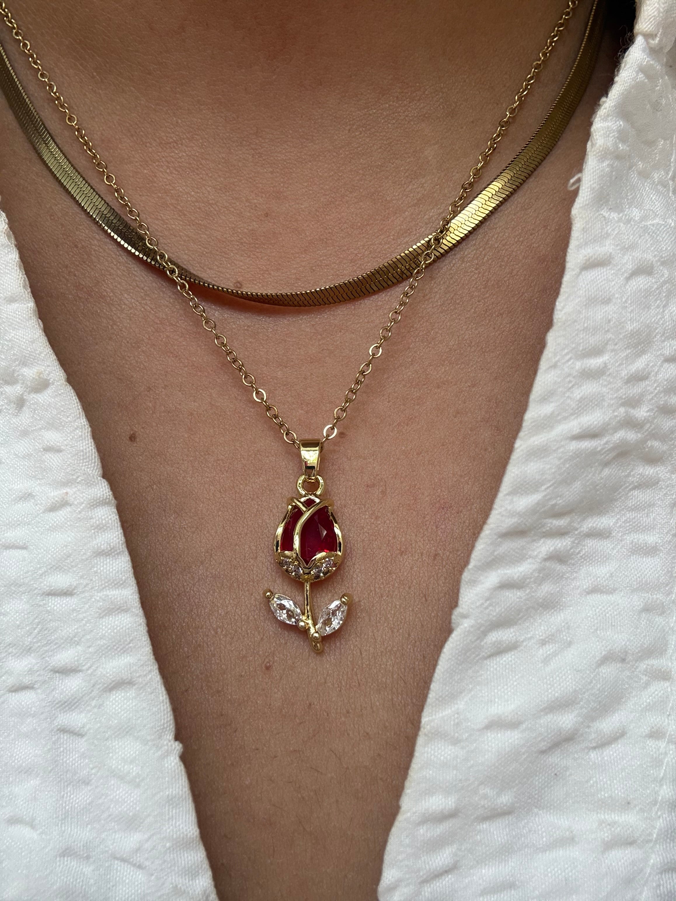 Golden Rose Drop Necklace