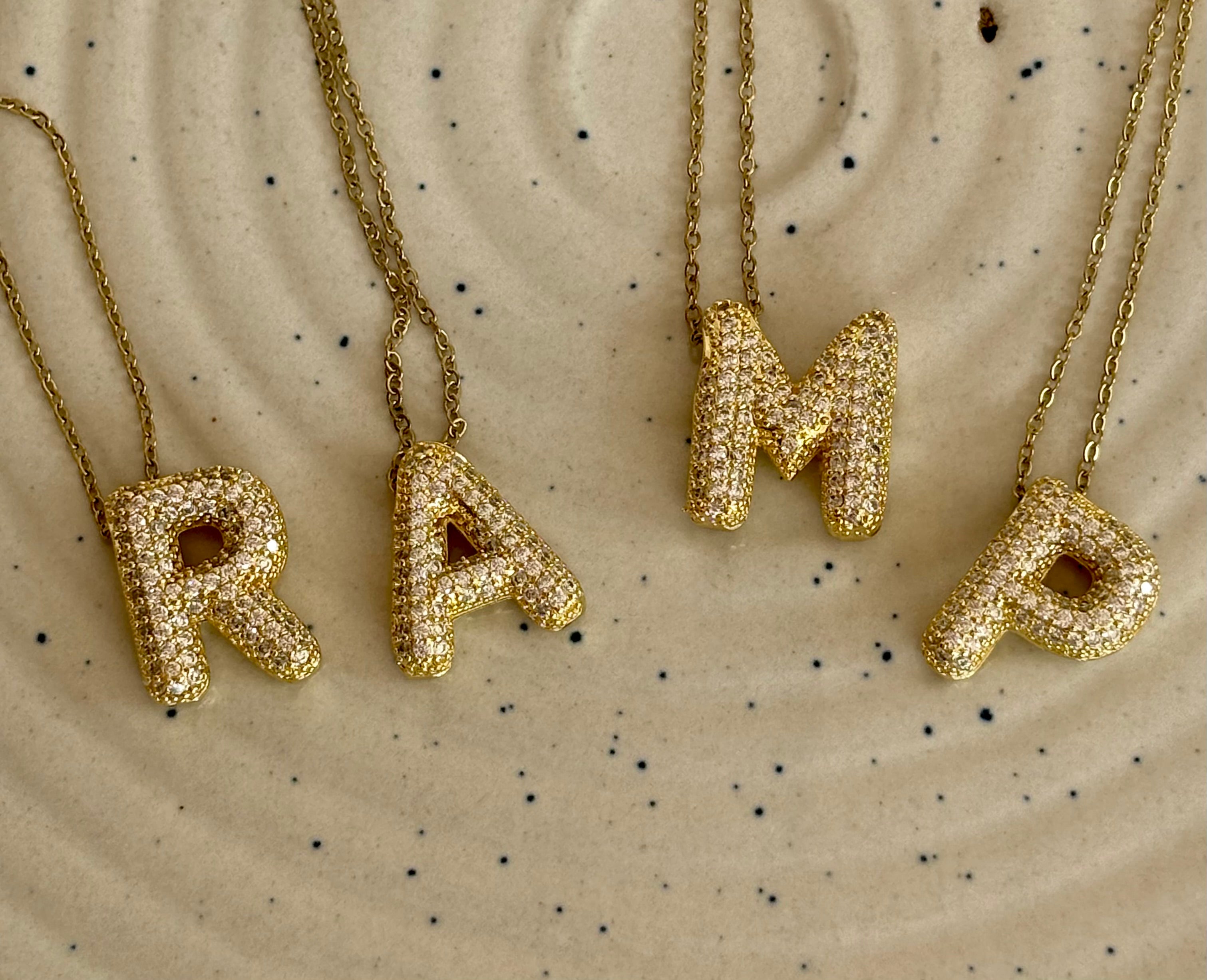 Diamond Studded Initials Necklace