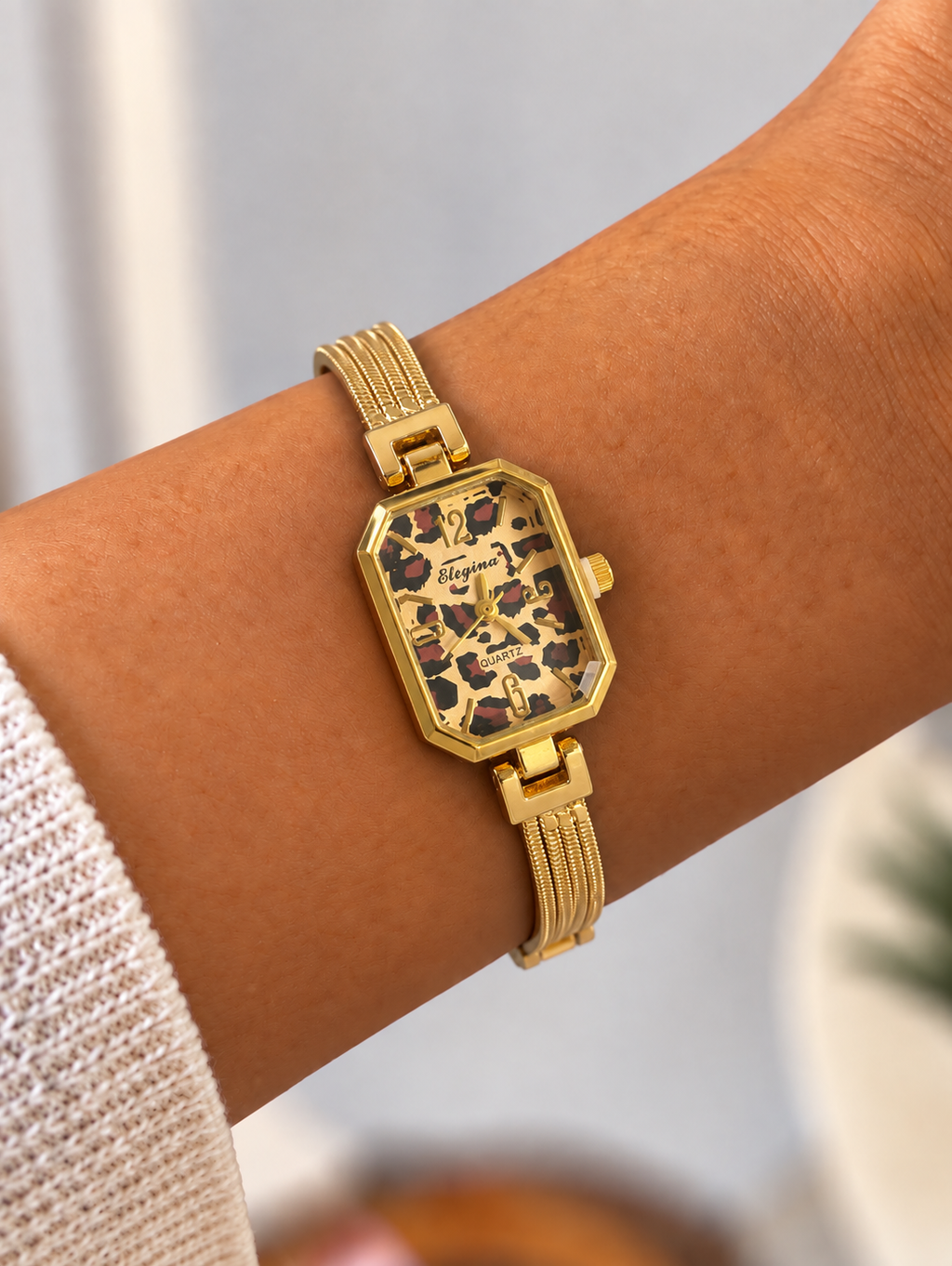 Leopard Print Watch Square