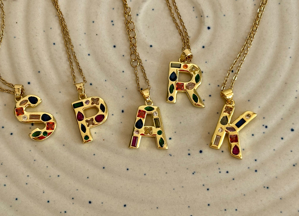 Multi Studded Initial Necklace