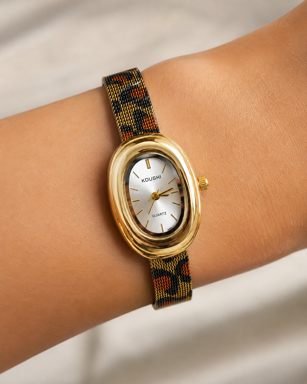 Golden Noir Leopard watch