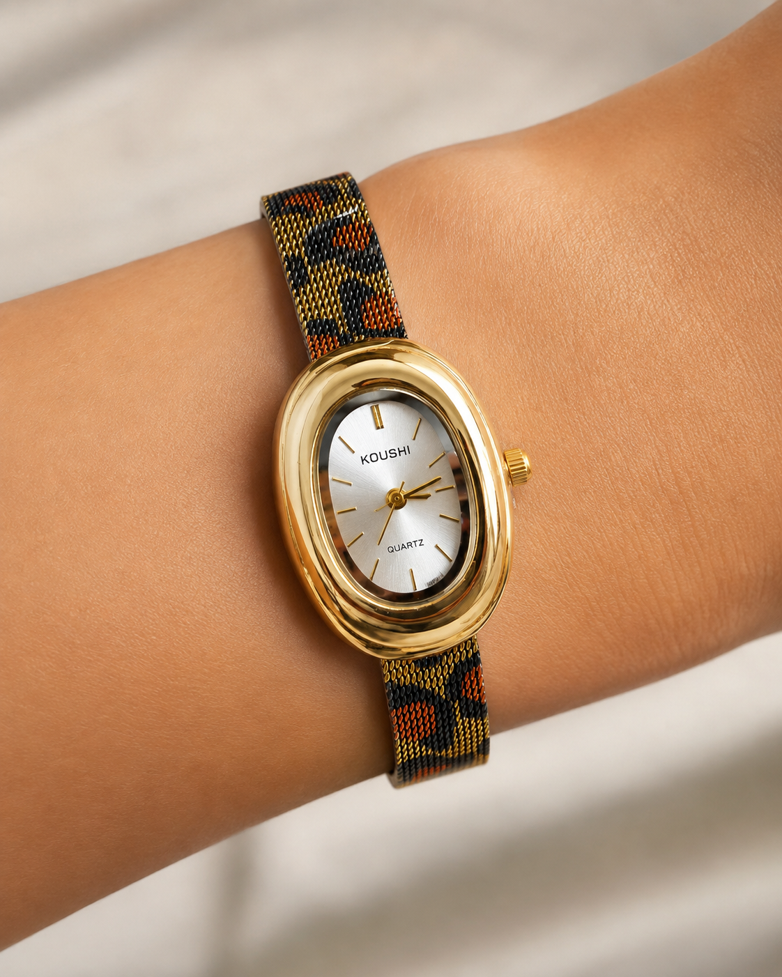 Golden Noir Leopard watch