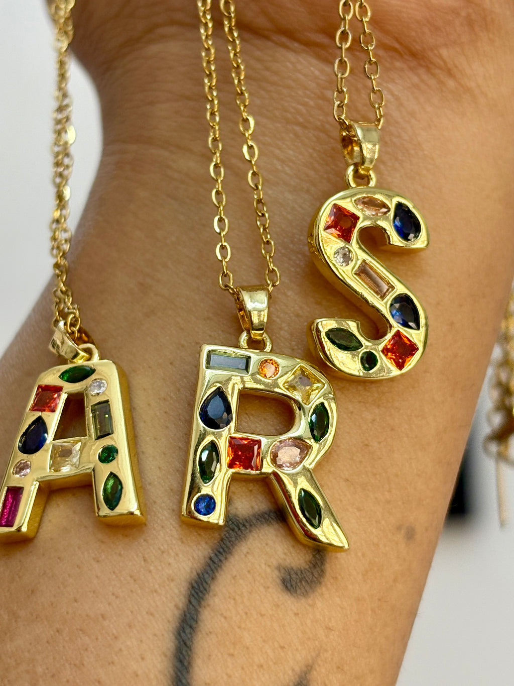 Multi Studded Initial Necklace