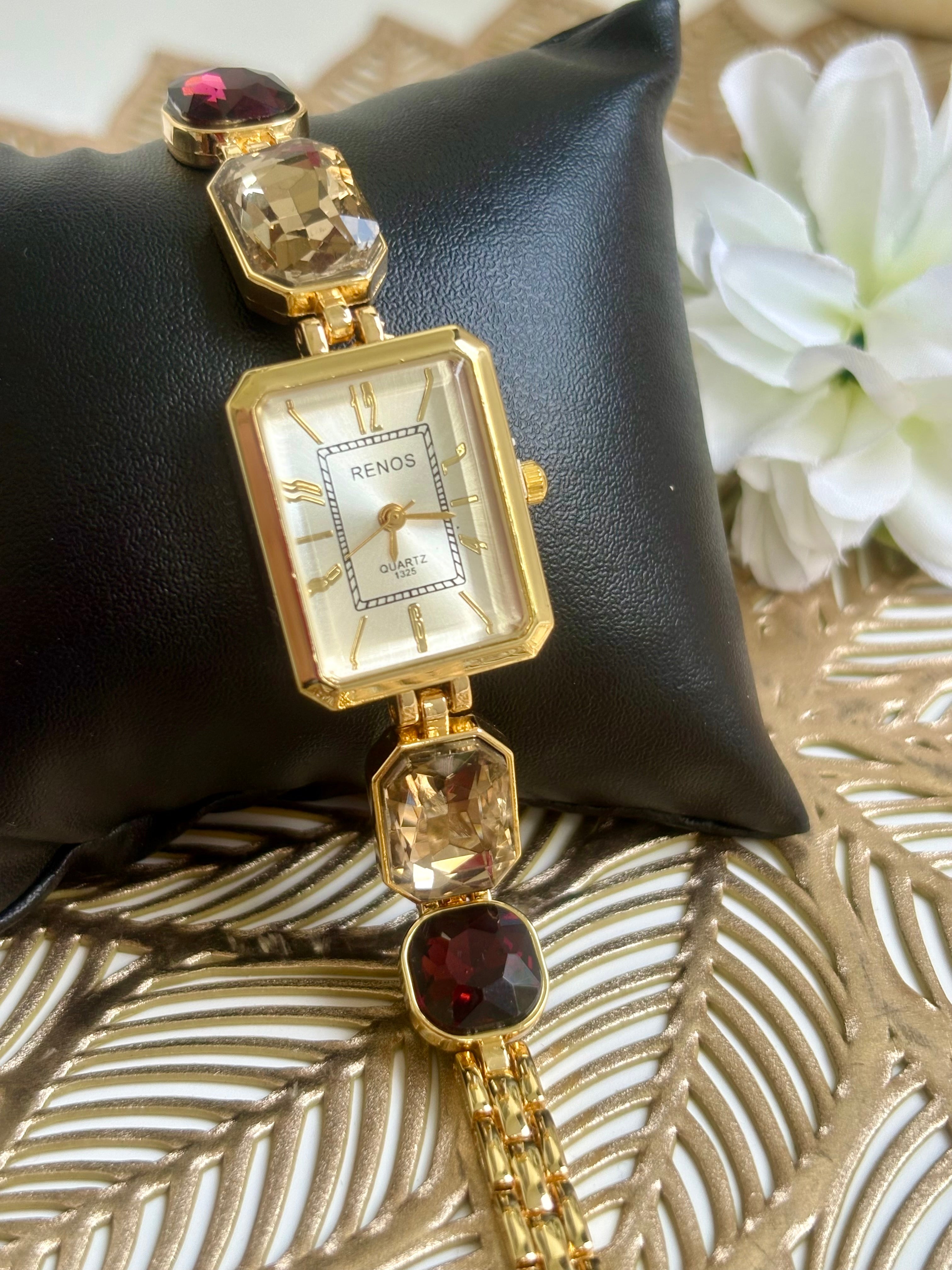 Moonstone Crystal Watch- Wine
