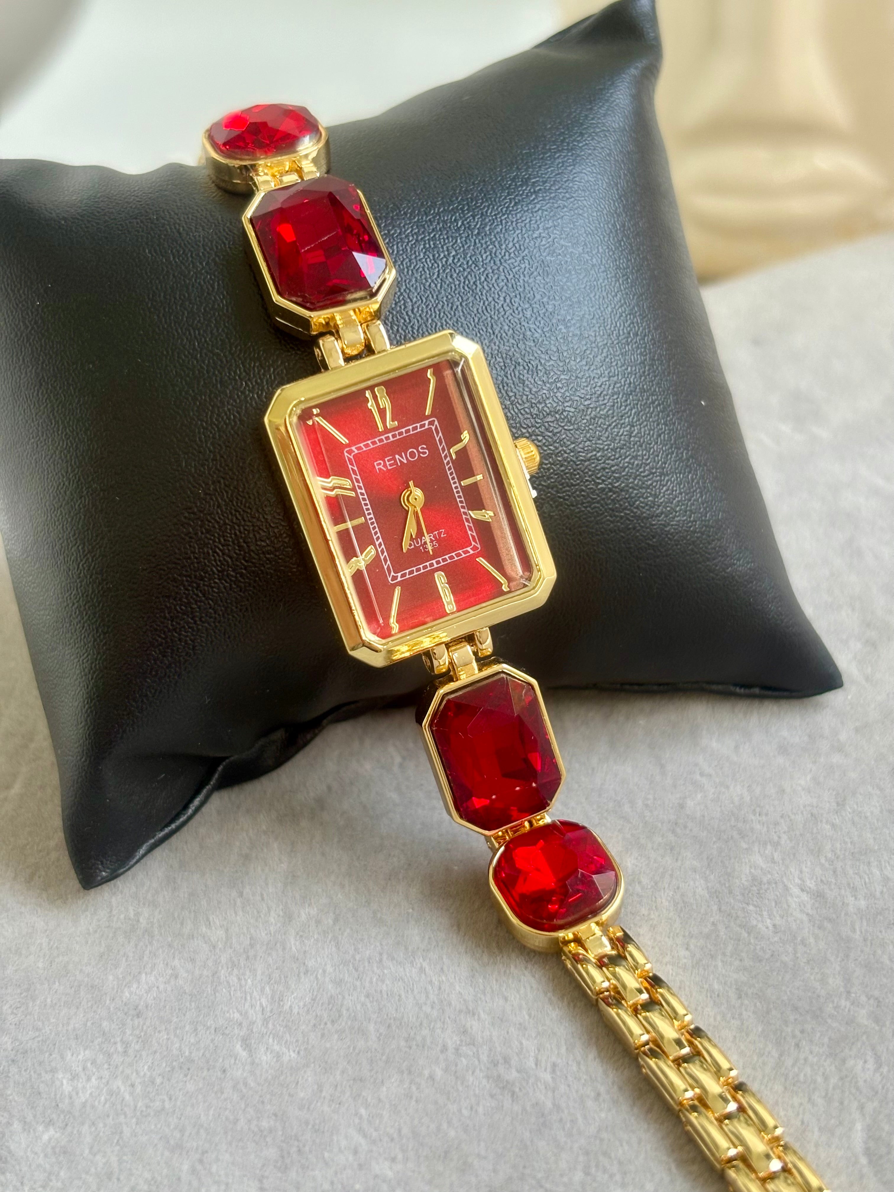 Moonstone Crystal Watch - Ruby