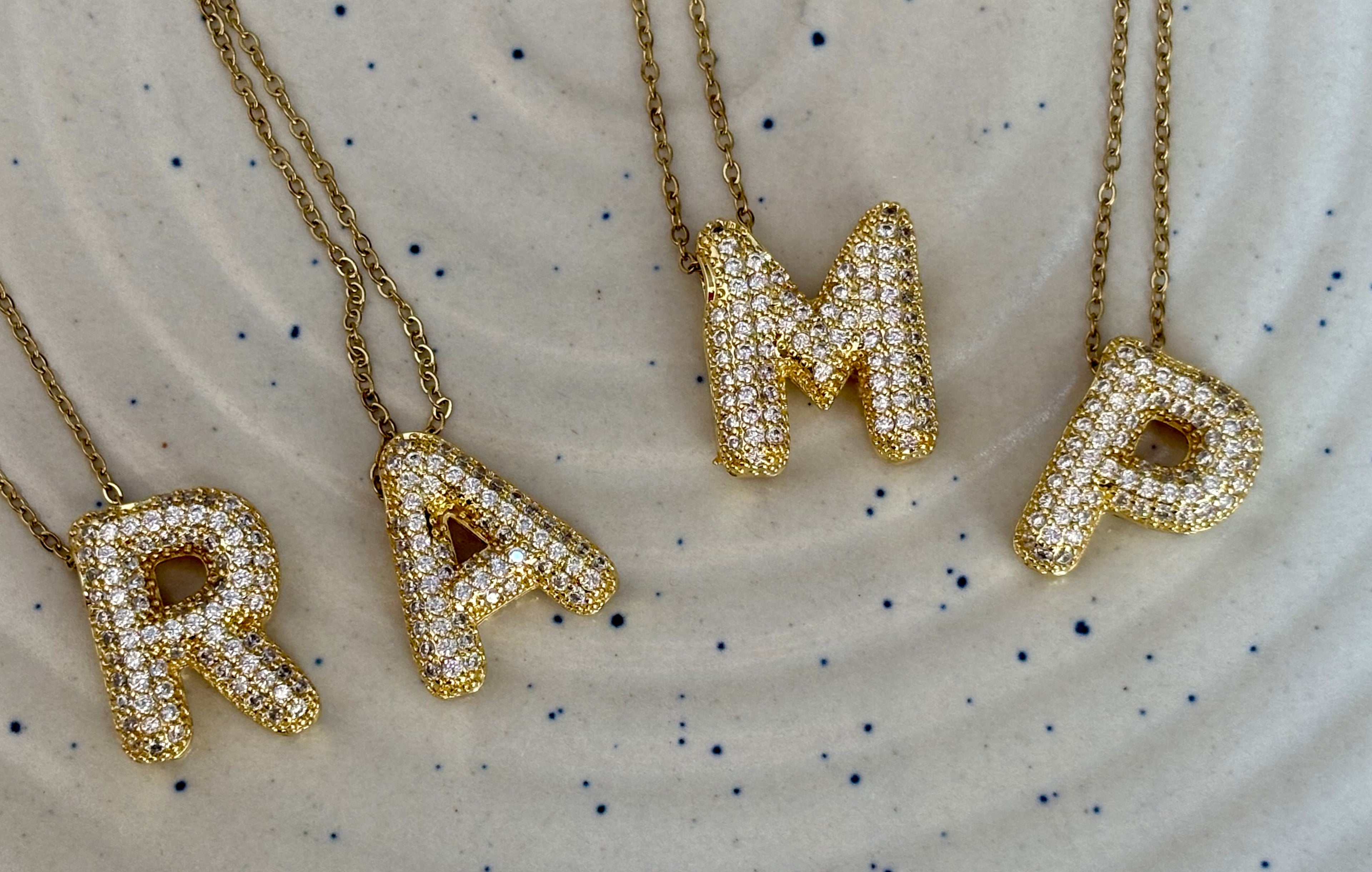 Diamond Studded Initials Necklace
