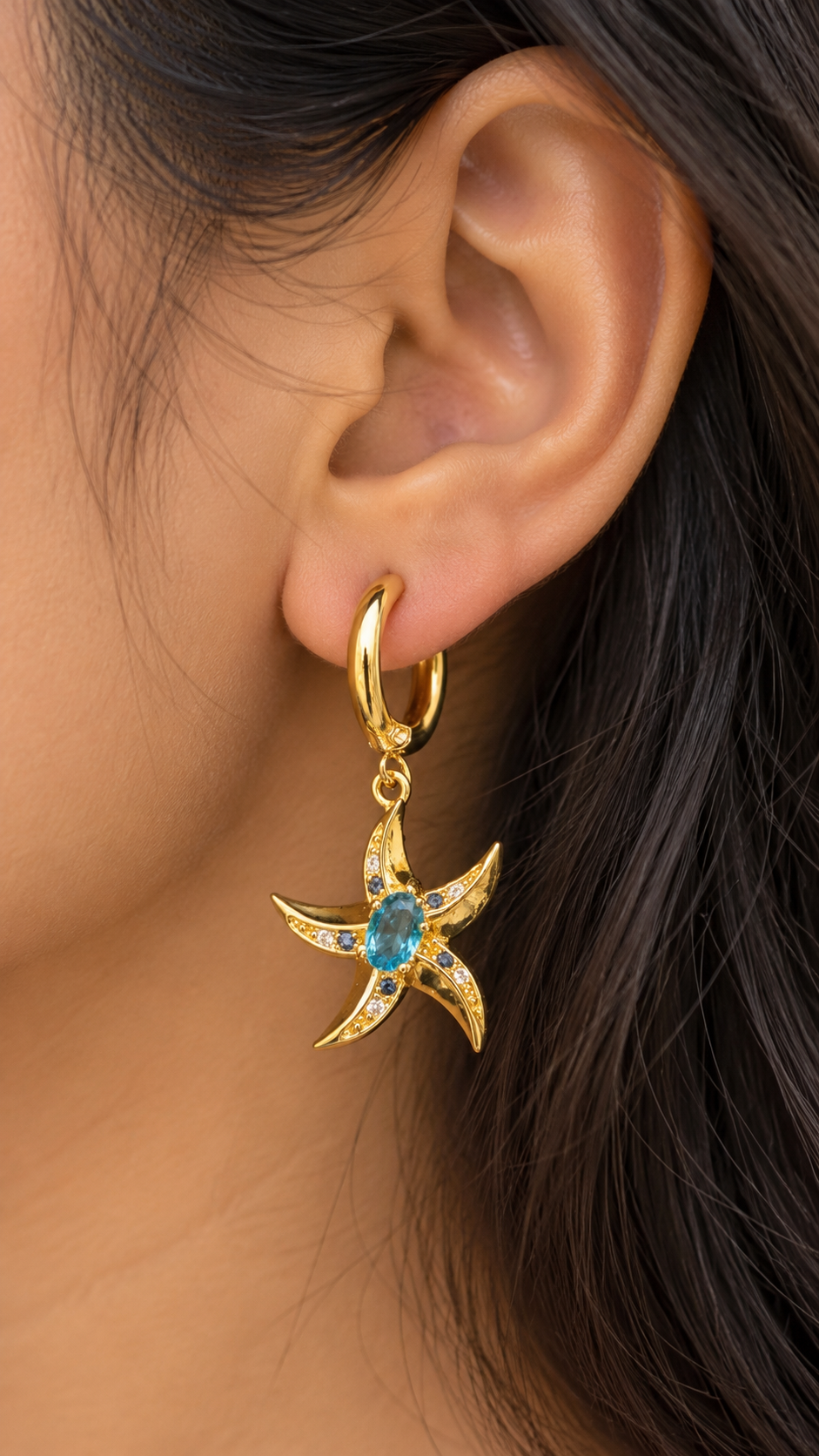 Blue Starfish Hoops