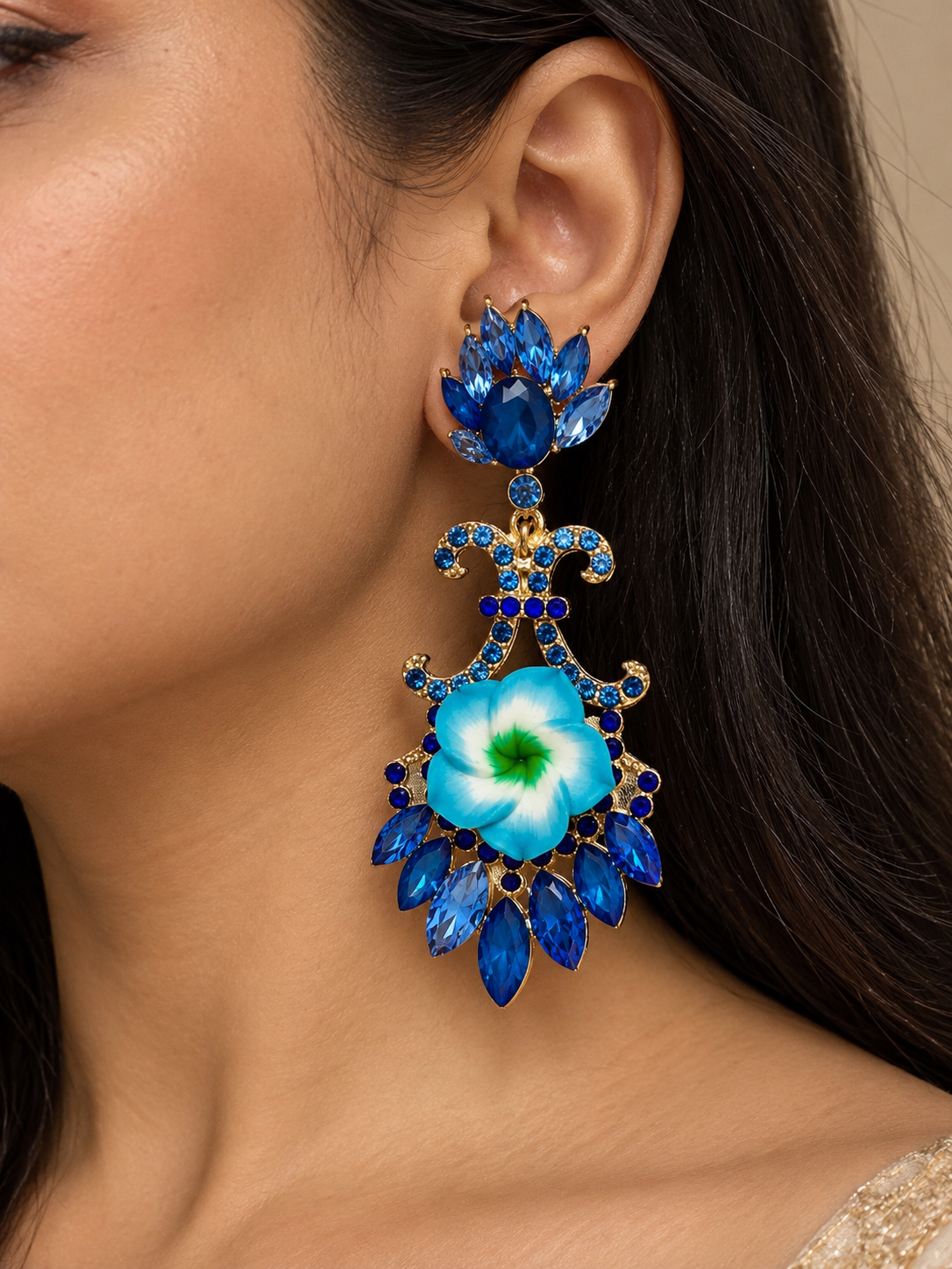 Blue Maharani Earrings