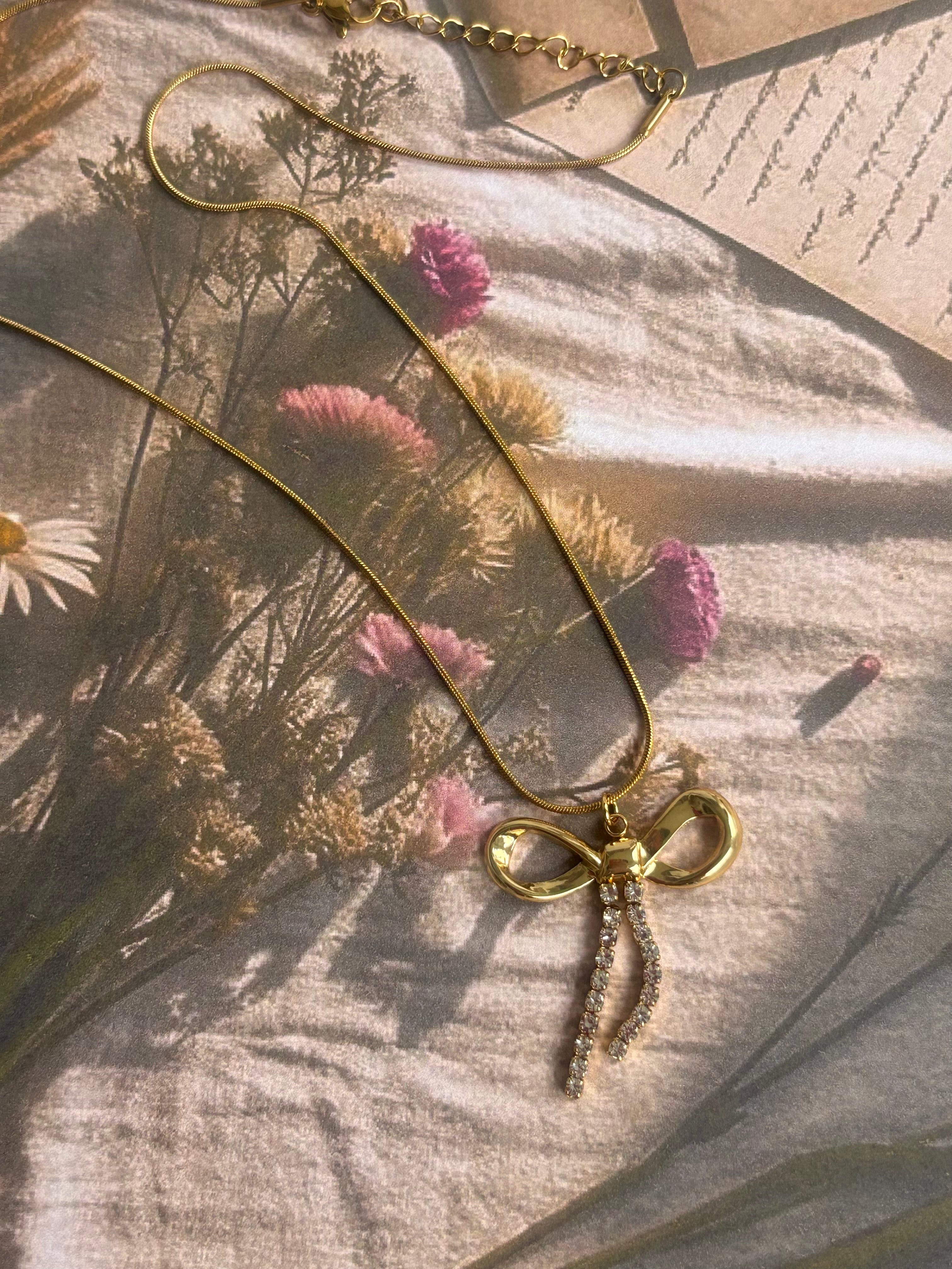 Bejewelled Bow Necklace