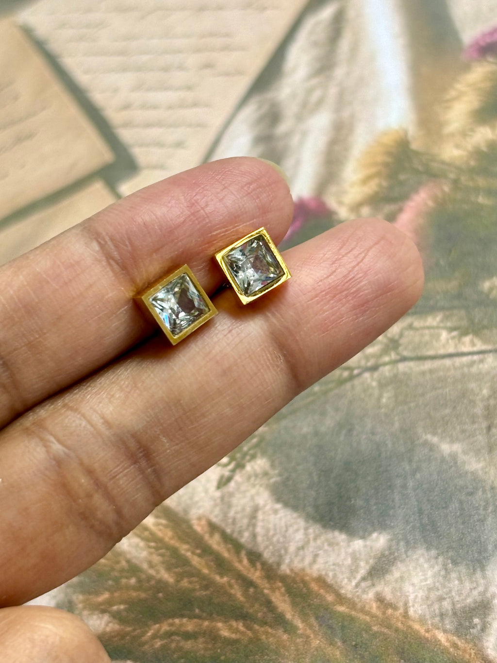 Square Diamond  Ball Back Studs