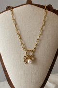 Pearl Bow Charms Necklace