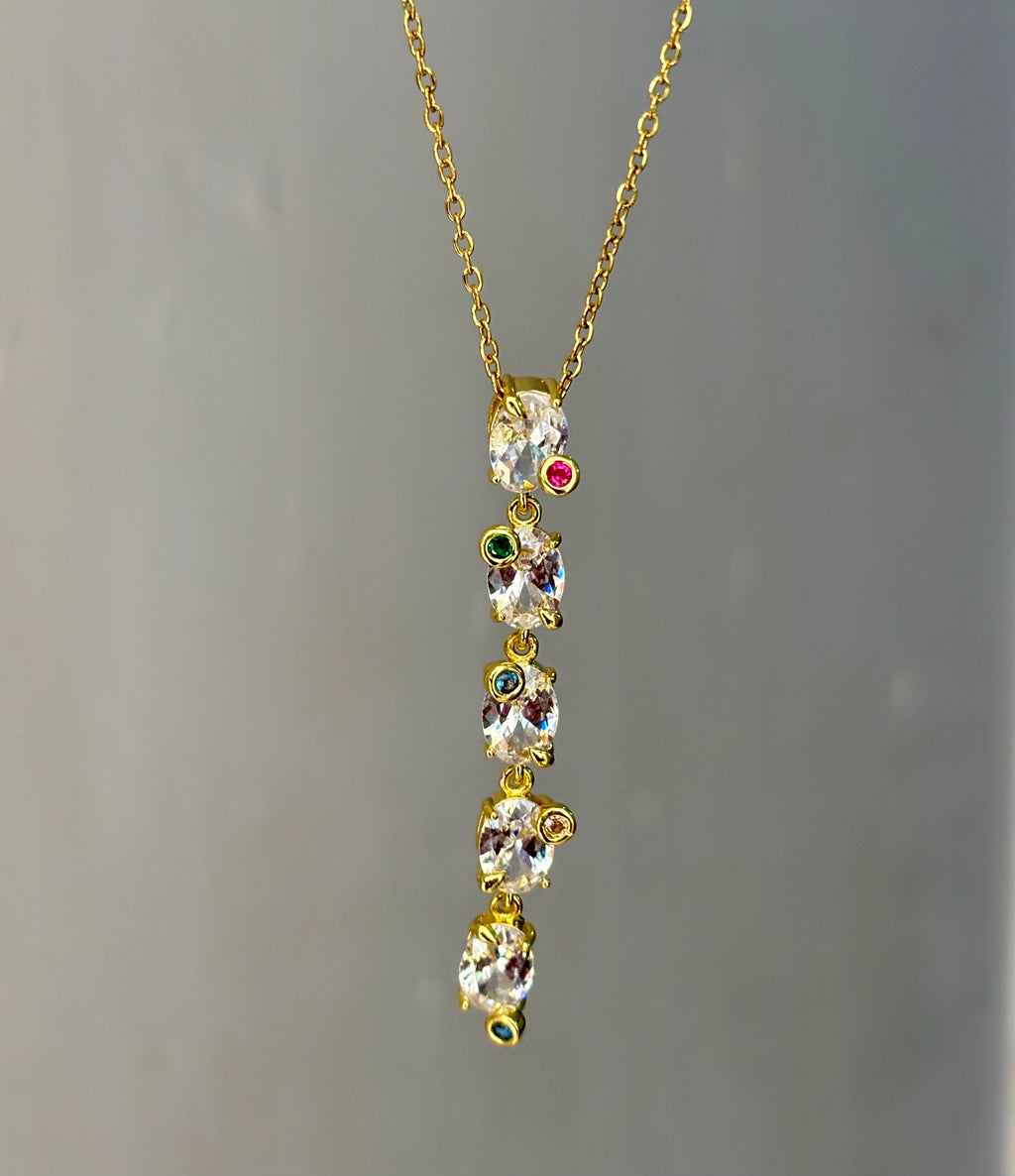 Crystal Drop Y Necklace