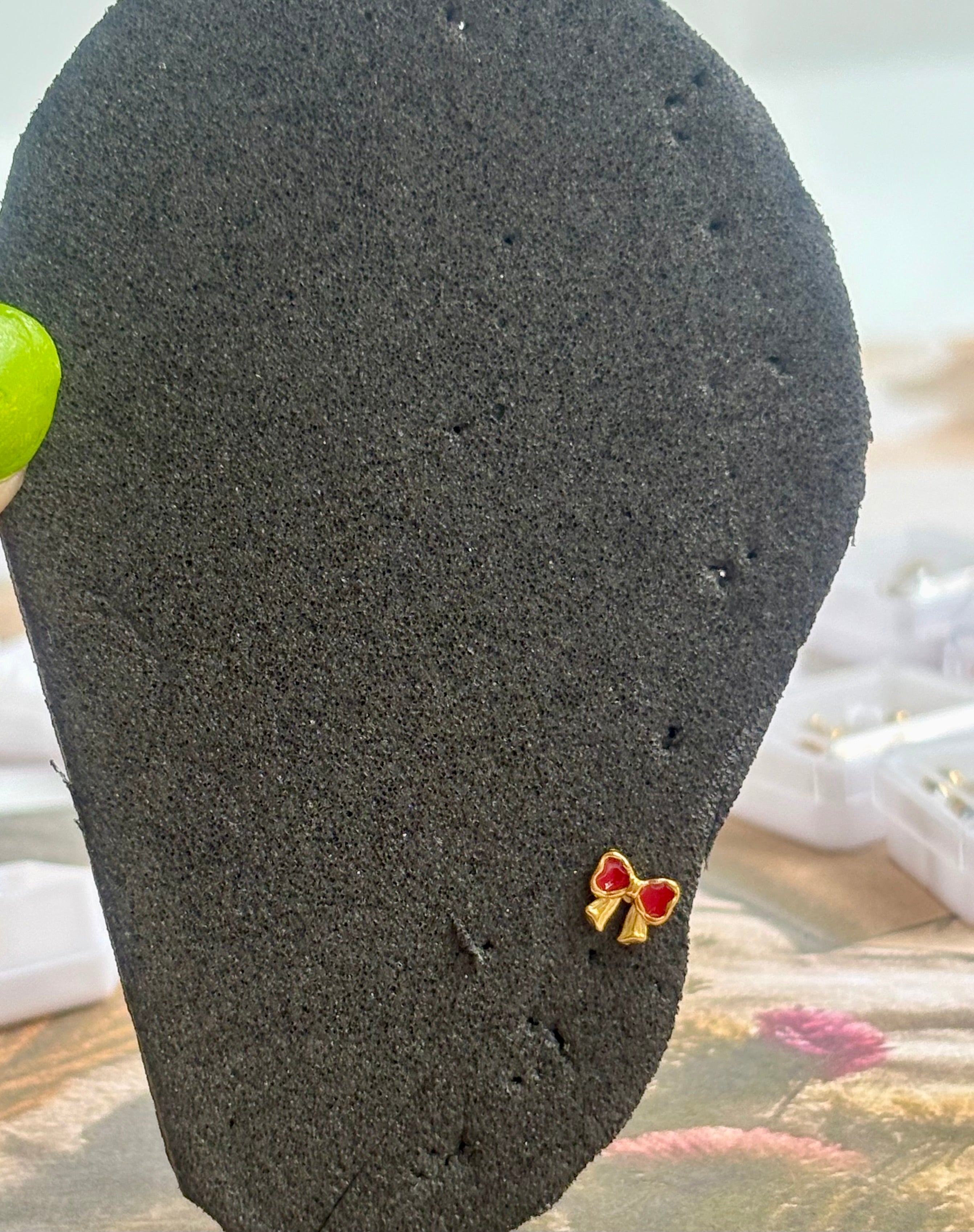 Ruby Ribbon Ball back Studs