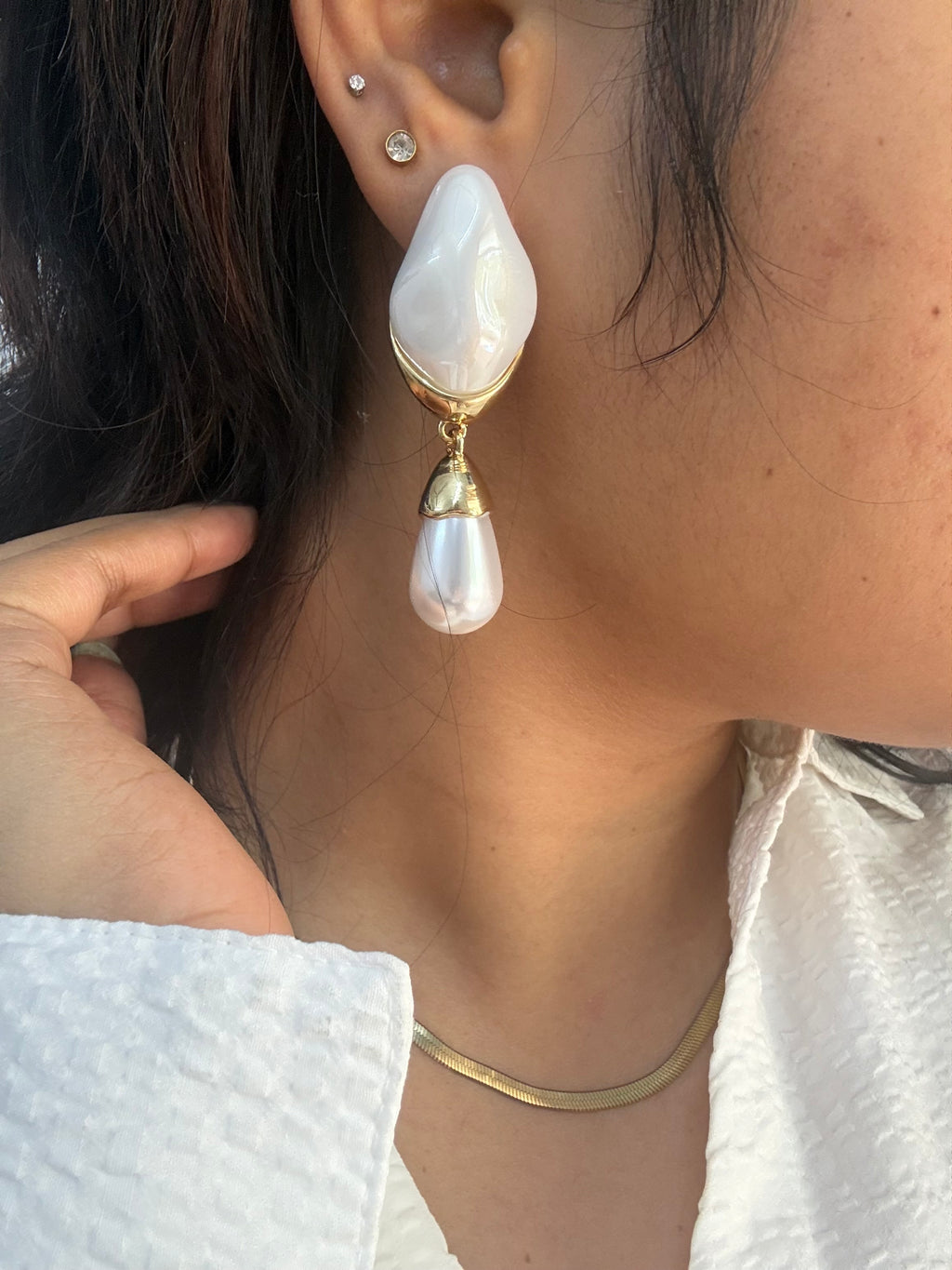 Molten Pearl Danglers