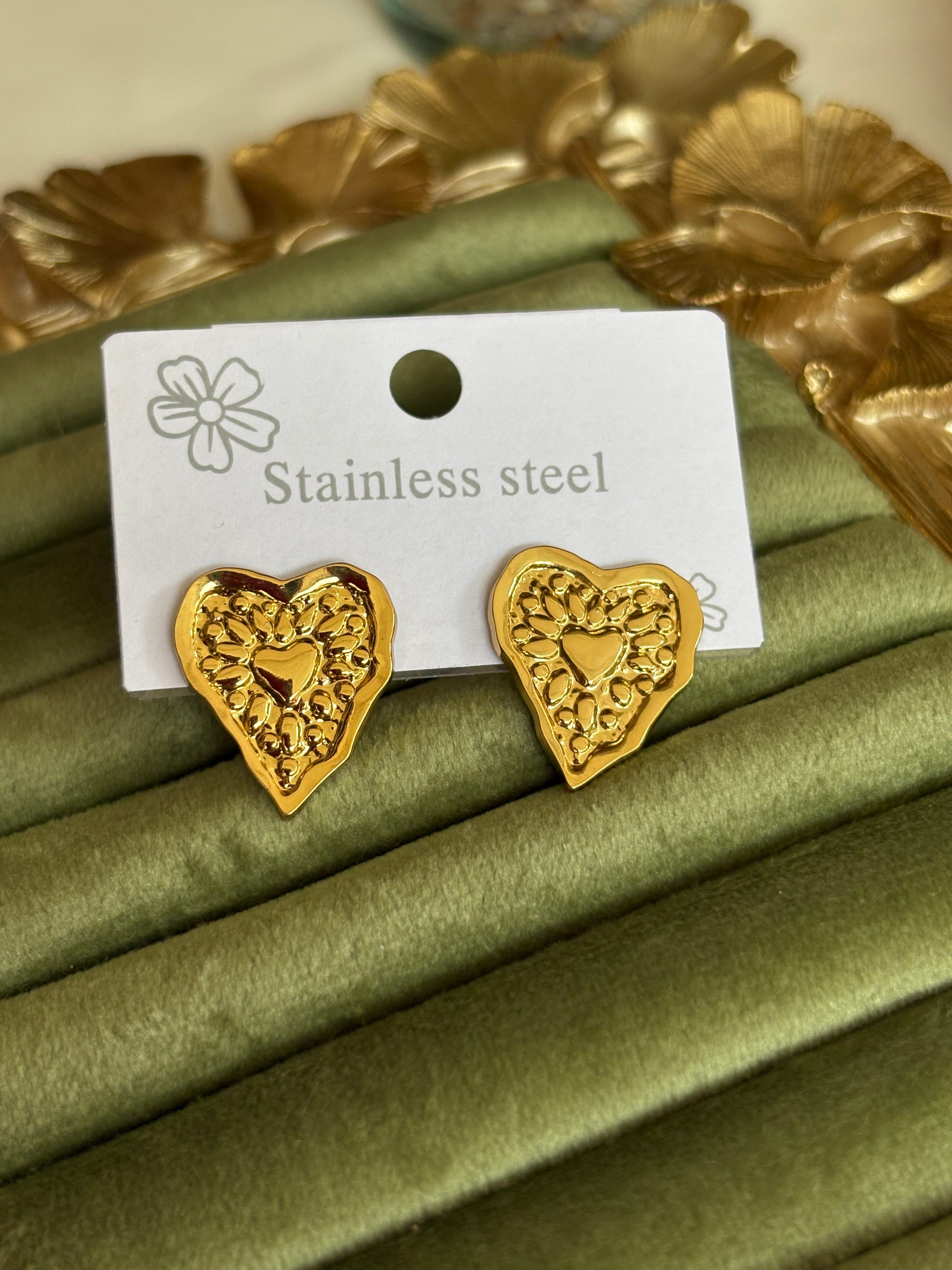 Filigree Heart Studs